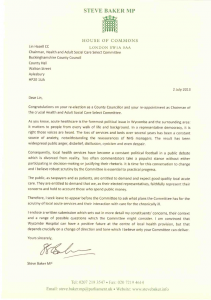 Letter seeking leave to appear before the Committee to ask what plans the Committee has for the scrutiny of local acute services and their interaction with care for the chronically ill.