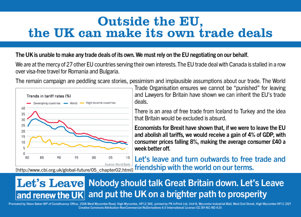 Outside the EU, the UK can make its own trade deals]