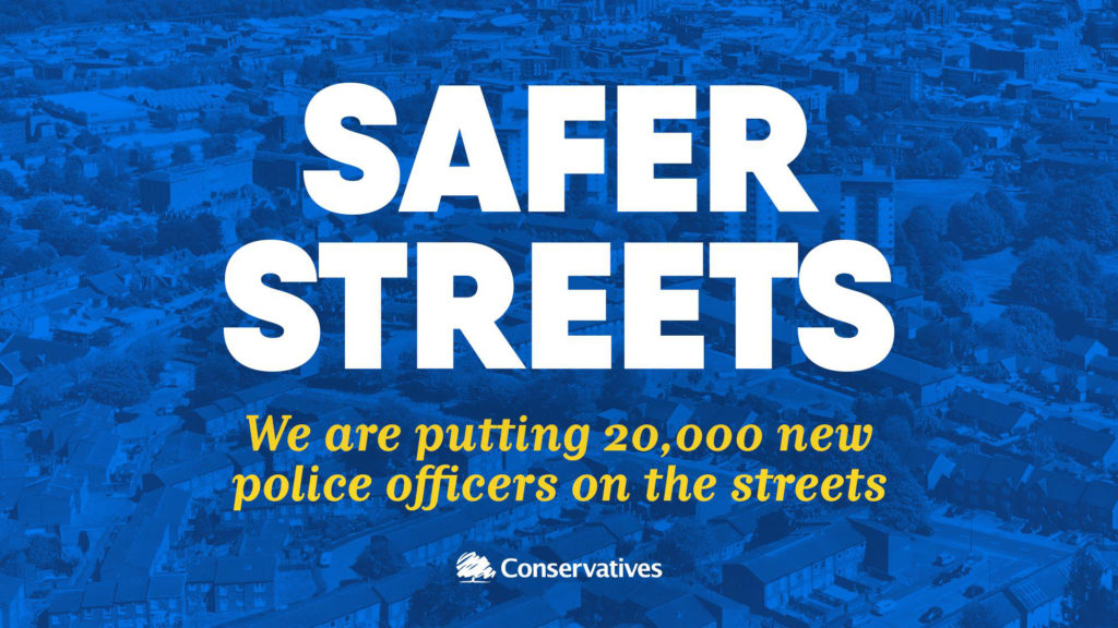 Safer streets - we are putting 20,000 new police officers on the streets