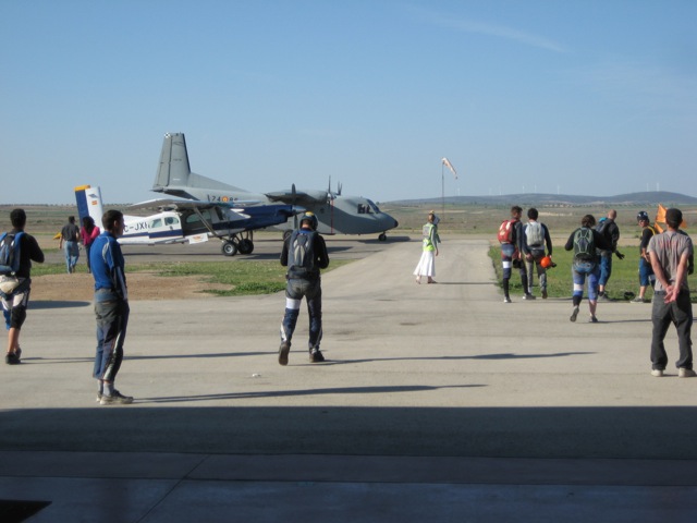 A busy skydiving event at Lillo, Spain