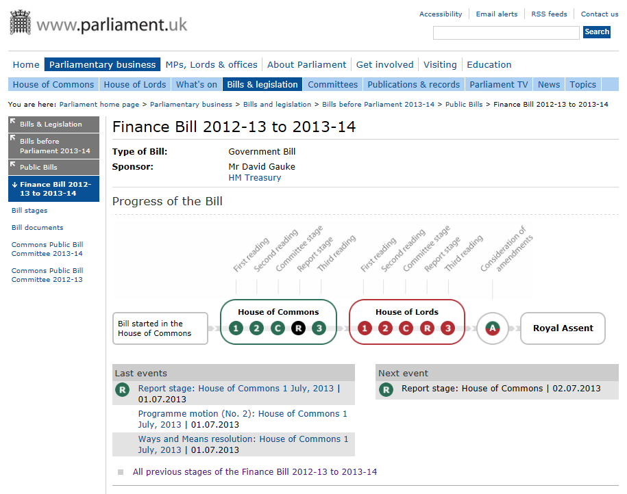 Click for Finance Bill 2013 documents
