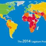 Map of Prosperity Index 2014 rankings
